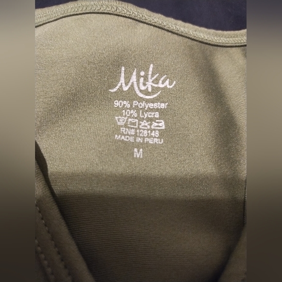 Mika Womens Sports Yoga Bra Medium Wireless Racerback Sage Green Color - Picture 2 of 3